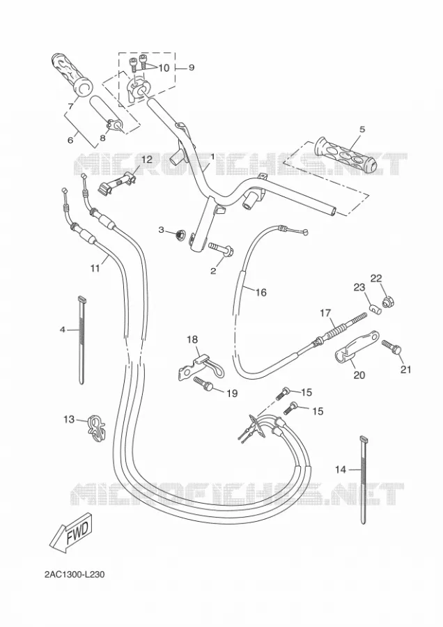 GUIDON ET CABLES Yamaha SCOOTER 50 2018 NEOS 4 UBS  YN50FU