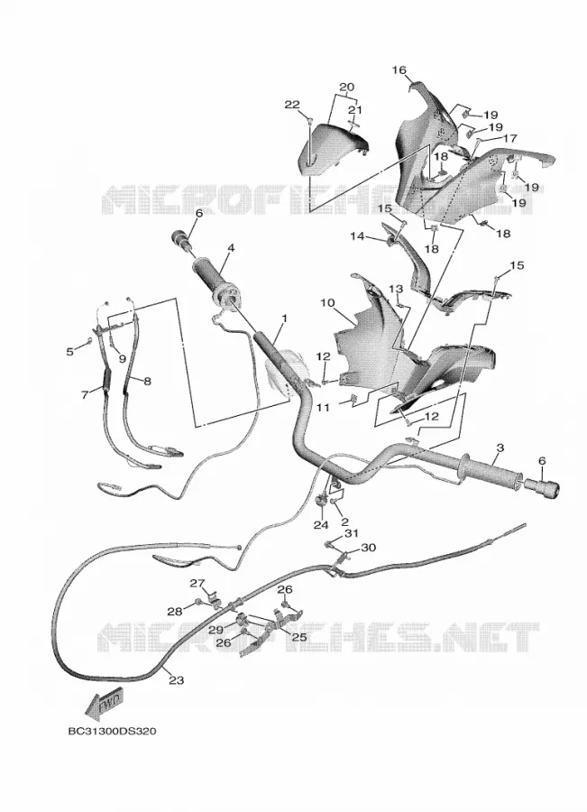 GUIDON ET CABLES Yamaha SCOOTER 530 2018 TMAX DX  XP530D-A