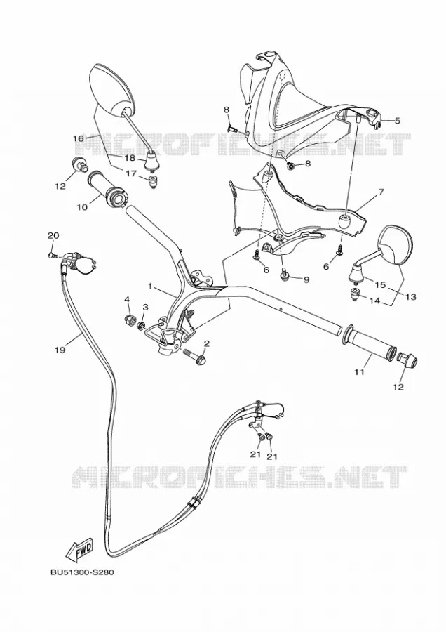 GUIDON ET CABLES Yamaha SCOOTER 125 2018 TRICITY ABS  MWS125-A