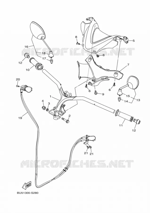 GUIDON ET CABLES Yamaha SCOOTER 125 2018 TRICITY ABS  MWS125-A