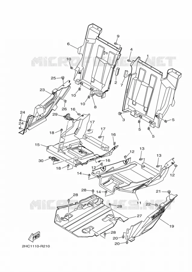 COUVERCLE LATERAL Yamaha SIDE BY SIDE 1000 2018 YXZ  YXZ10YMSJ