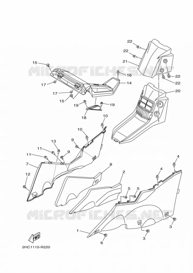 CACHE LATERAL 2 Yamaha SIDE BY SIDE 1000 2018 YXZ  YXZ10YESJ