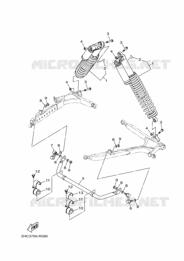 AMORTISSEUR ARRIERE Yamaha SIDE BY SIDE 1000 2018 YXZ  YXZ10YEXJ