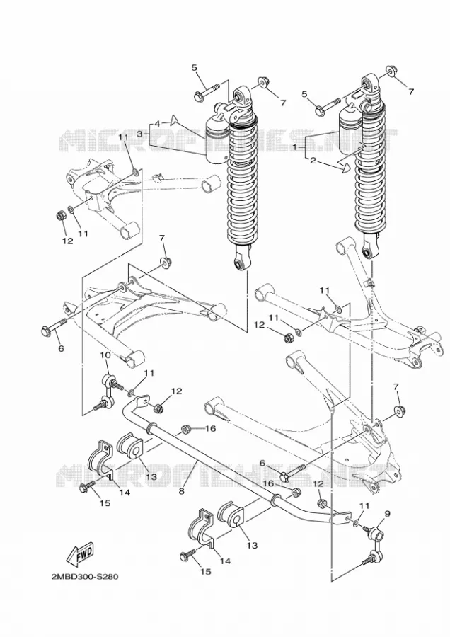 AMORTISSEUR ARRIERE Yamaha SIDE BY SIDE 700 2018 WOLVERINE  YXE700E
