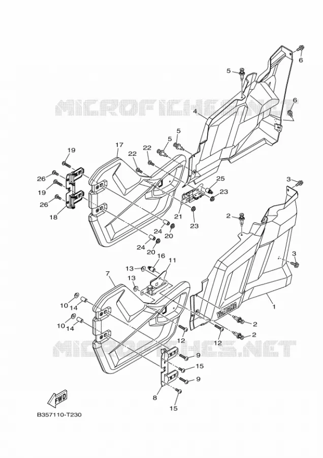 COUVERCLE LATERAL Yamaha SIDE BY SIDE 700 2018 WOLVERINE  YXE700E