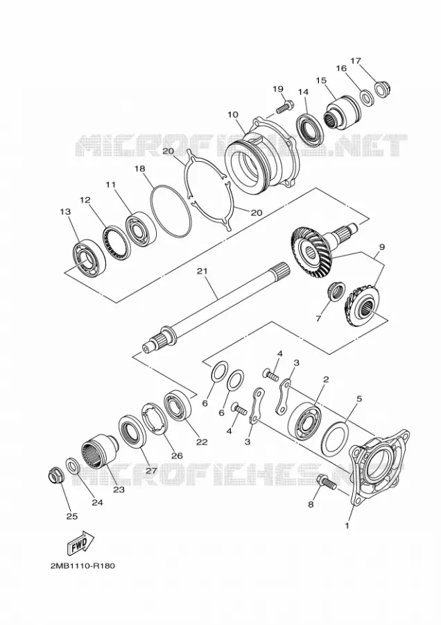 TRANSMISSION INTERMEDIAIRE Yamaha SIDE BY SIDE 700 2018 WOLVERINE  YXE700E