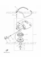 DEMARREUR KICK pour Yamaha F2.5B Manual Starter, Tiller Handle, Manual Tilt, Shaft 15