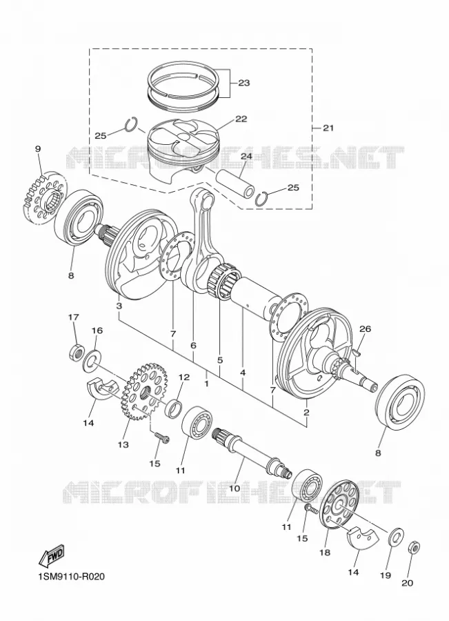 VILEBREQUIN / PISTON Yamaha MOTO 250 2016 YZF  YZ250F