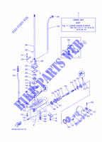 CARTER INFERIEUR ET TRANSMISSION pour Yamaha 4C Manual Starter, Tiller Handle, Manutl Tilt, Pre-Mixing, Shaft 20