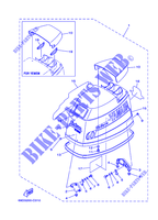 CAPOT SUPERIEUR pour Yamaha E60H Enduro, Manual Starter, Tiller Handle, Hydro Trim & Tilt, Pre-Mixing, Shaft 15