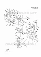SUPPORT 3 pour Yamaha E60H Enduro, Manual Starter, Tiller Handle, Hydro Trim & Tilt, Pre-Mixing, Shaft 20