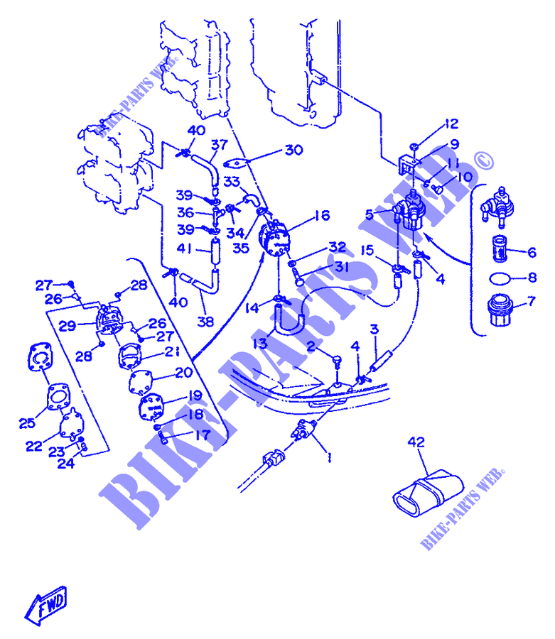 CARBURATEUR pour Yamaha 115B 2 Stroke, Electric Starter, Remote Control, Power Trim & Tilt de 1996