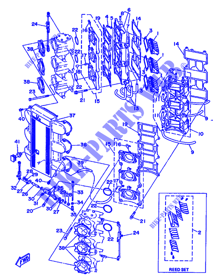 ADMISSION pour Yamaha 250A Electric Starter, Remote Control, Power Trim& Tilt, Oil injection de 1991