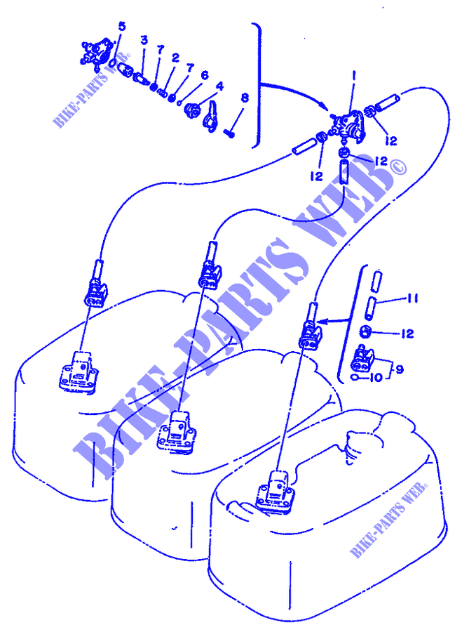 PIÈCES OPTIONNELLES pour Yamaha 250A Electric Starter, Remote Control, Power Trim& Tilt, Oil injection de 1991