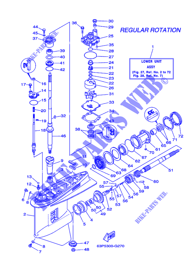BOITIER D'HELICE ET TRANSMISSION 1 pour Yamaha F150A Electric Starter, Remote Control, Power Trim & Tilt, Shaft 25