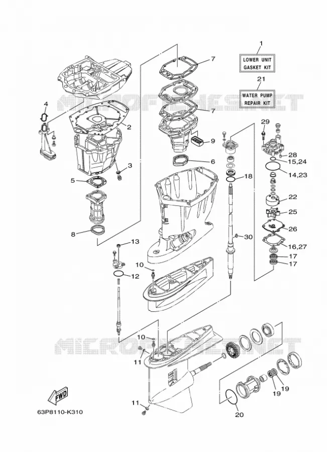 KIT DE REPARATION 2 Yamaha OUTBOARD ENGINES 150hp (110.3kW) 2011 F150  F150AETL