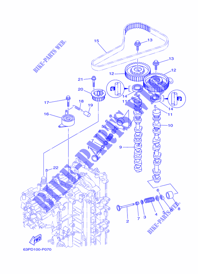 SOUPAPE pour Yamaha F150F Electric Starter, Remote Control, Power Trim & Tilt, Shaft 25