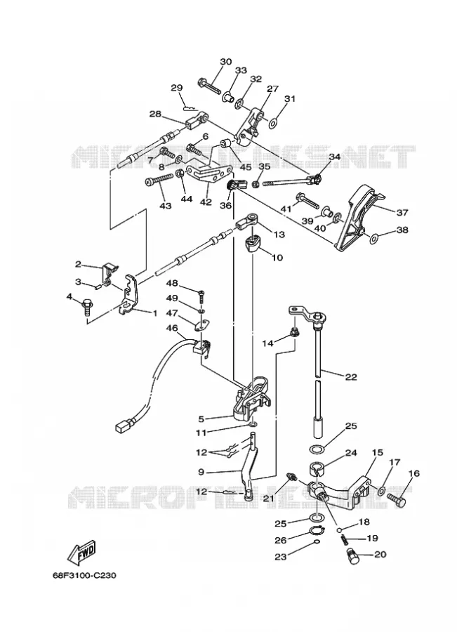 COMMANDE D'ACCELERATEUR Yamaha OUTBOARD ENGINES 200hp (147.1kW) 2005 Z200  Z200NETOX