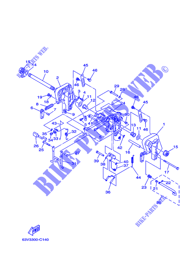 ARAIGNEE pour Yamaha 9.9F Manual Starter, Tiller Handle, Manual Tilt, Pre-Mixing, Shaft 20