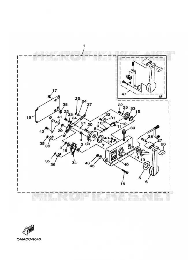 BOITIER DE COMMANDE A DISTANCE Yamaha OUTBOARD ENGINES 9.9hp (7.3kW) 1999 9.9  9.9F