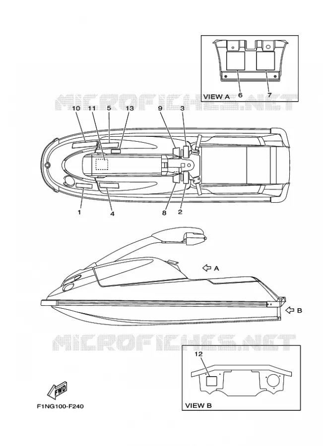 ETIQUETTE Yamaha WAVERUNNER 700 2016 SJ700B-R  SJ700B-R