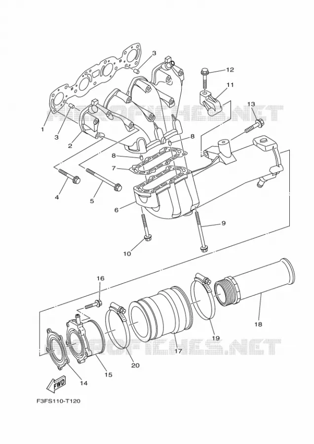 ECHAPPEMENT 1 Yamaha WAVERUNNER 1800 2018 FX  FB1800-T