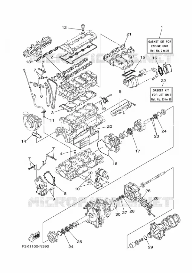 KIT DE REPARATION 1 Yamaha WAVERUNNER 1800 2016 GX1800A-R  GX1800A-R