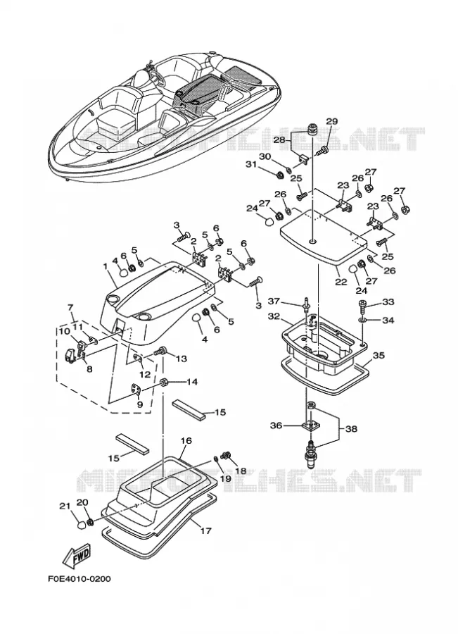 DECK HATCH 2 Yamaha WAVERUNNER 1430 2000 JET  JET FOR 1430TR