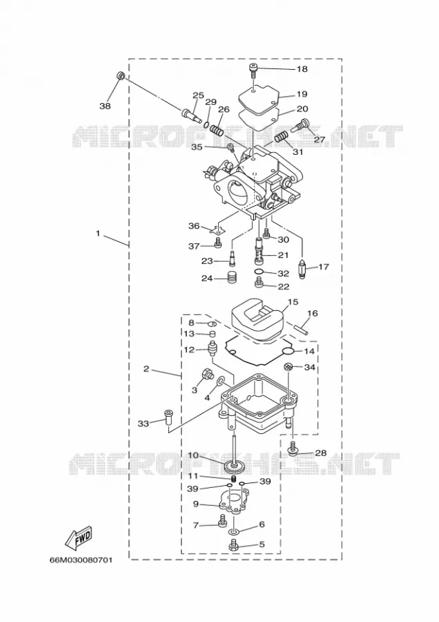 CARBURATEUR Yamaha OUTBOARD ENGINES 15hp (11.0kW) 2003 F15  F15AMHS