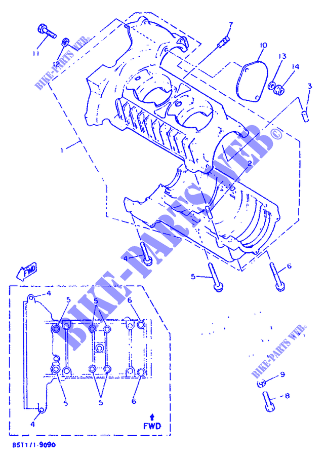 CARTER MOTEUR pour Yamaha ENTICER LTR de 1989