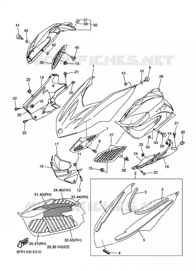COUVERCLE CARROSSERIE AVANT Yamaha snowmobiles 1000 2007 APEX  RX10STGT