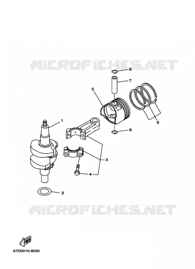 VILEBREQUIN / PISTON Yamaha OUTBOARD ENGINES 4hp (2.9kW) 2005 F4  F4AMHS