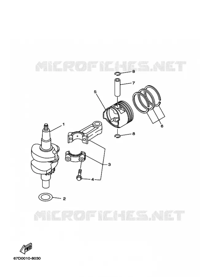 VILEBREQUIN / PISTON Yamaha OUTBOARD ENGINES 4hp (2.9kW) 2005 F4  F4AMHL