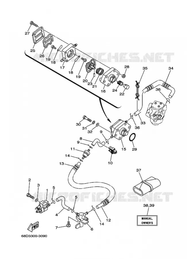 ALIMENTATION CARBURANT 2 Yamaha OUTBOARD ENGINES 4hp (2.9kW) 2003 F4  F4AMHS