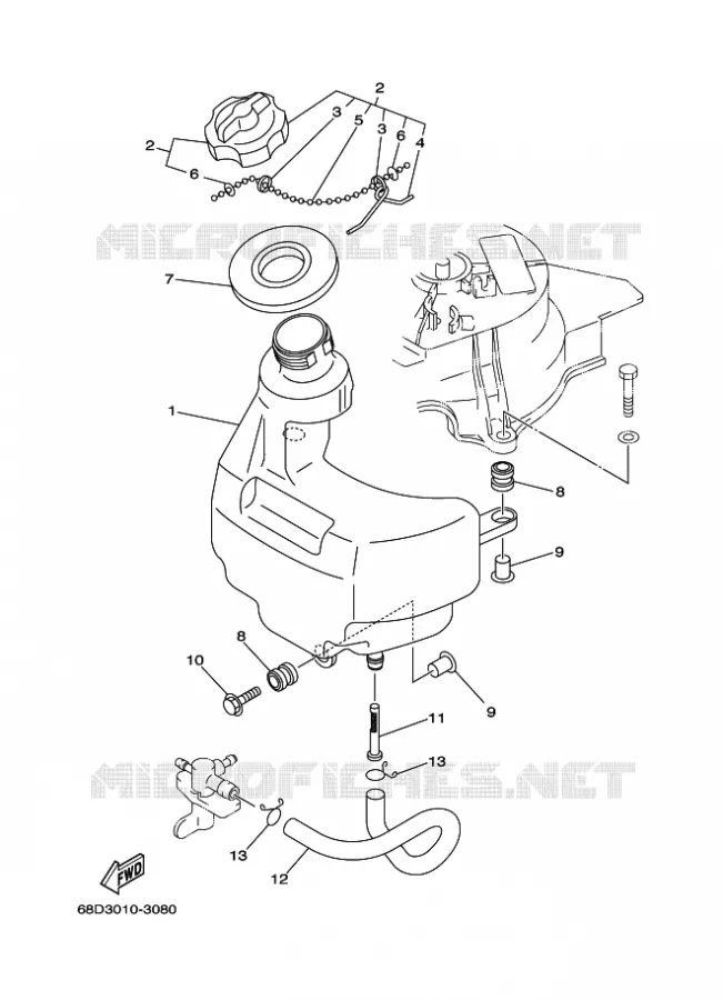 ALIMENTATION CARBURANT 1 Yamaha OUTBOARD ENGINES 4hp (2.9kW) 2003 F4  F4AMHS