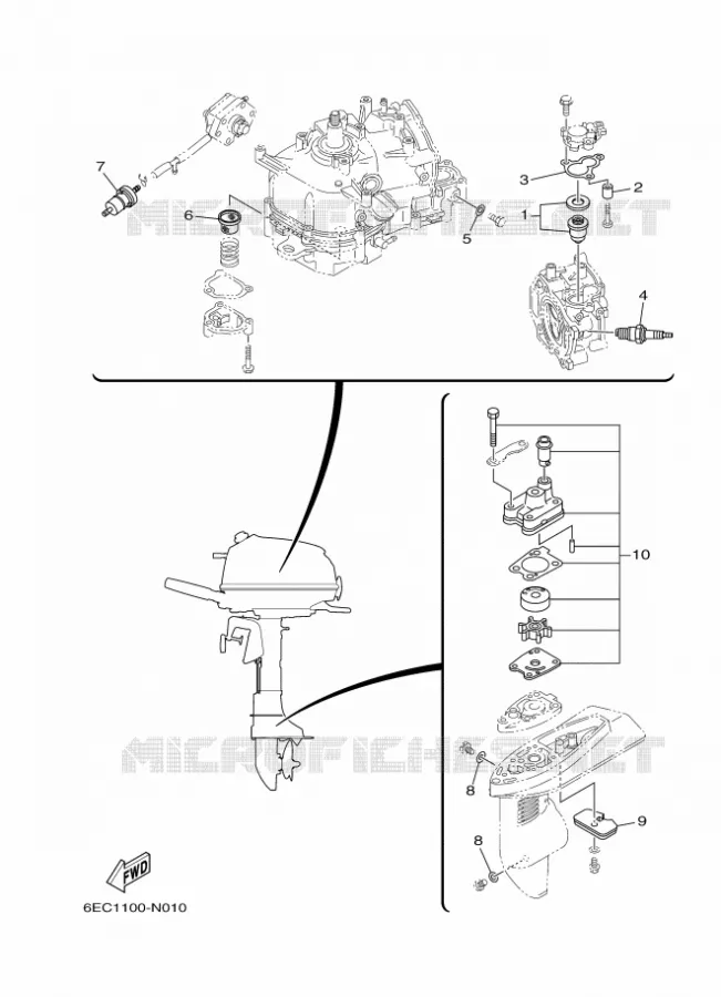 PIECES D'ENTRETIEN Yamaha OUTBOARD ENGINES 5hp (3.7kW) 2015 F5  F5AMHS