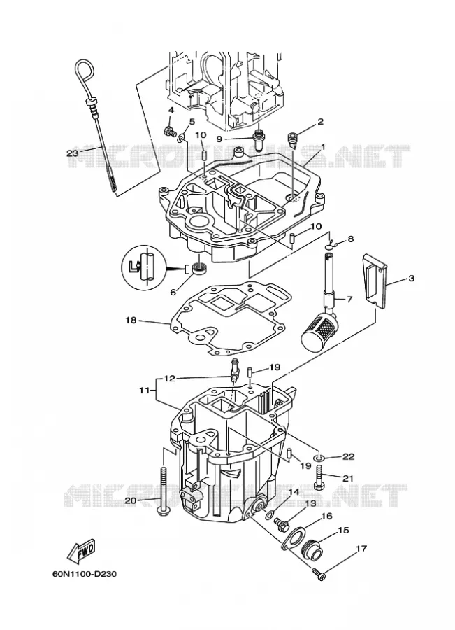 VENTILATEUR D'HUILE Yamaha OUTBOARD ENGINES 6hp (4.4kW) 2006 F6  F6A