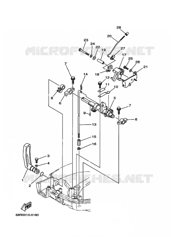 COMMANDE D'ACCELERATEUR Yamaha OUTBOARD ENGINES 6hp (4.4kW) 2005 F6  F6AMHL