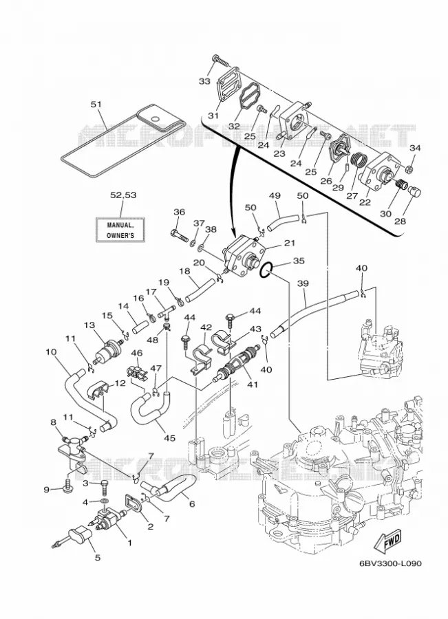 ALIMENTATION CARBURANT 2 Yamaha OUTBOARD ENGINES 6hp (4.4kW) 2012 F6  F6CMHS