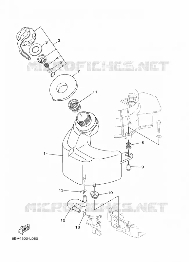 ALIMENTATION CARBURANT 1 Yamaha OUTBOARD ENGINES 6hp (4.4kW) 2012 F6  F6CMHS