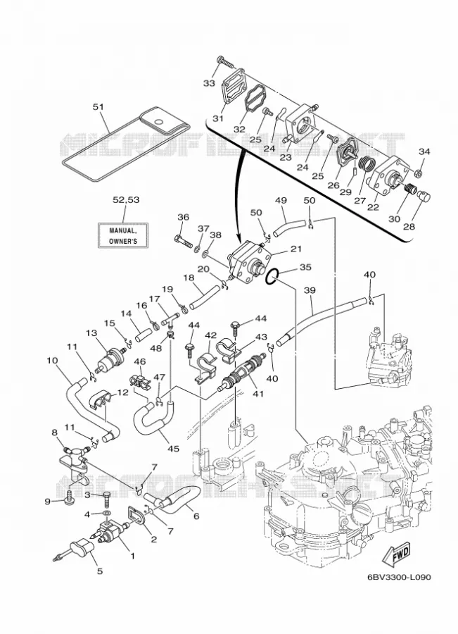 ALIMENTATION CARBURANT 2 Yamaha OUTBOARD ENGINES 6hp (4.4kW) 2012 F6  F6CMHS
