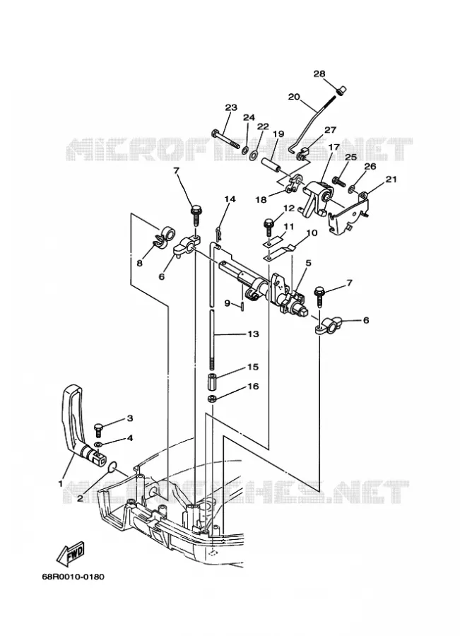 COMMANDE D'ACCELERATEUR Yamaha OUTBOARD ENGINES 8hp (5.9kW) 2004 F8  F8MSHC