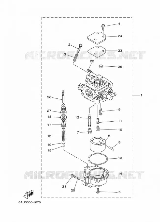 CARBURATEUR Yamaha OUTBOARD ENGINES 9.9hp (7.3kW) 2010 F9.9  F9.9FMHS