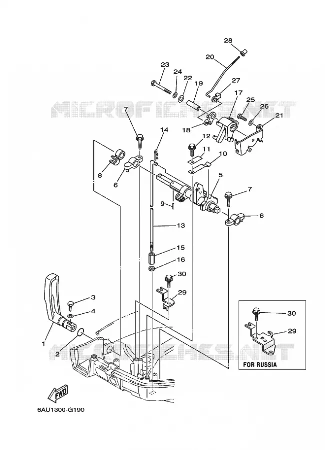 COMMANDE D'ACCELERATEUR 1 Yamaha OUTBOARD ENGINES 9.9hp (7.3kW) 2010 F9.9  F9.9FMHL