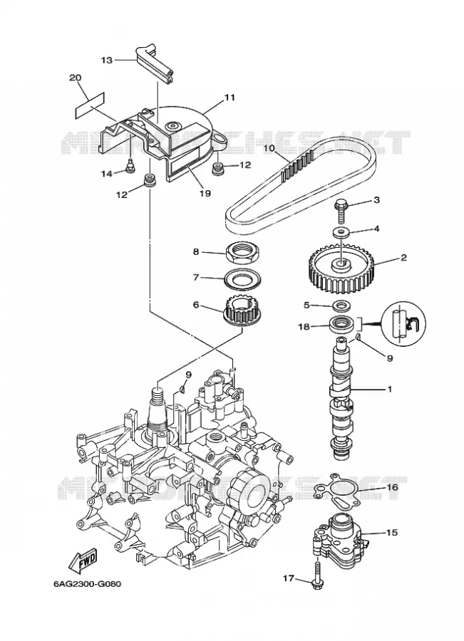 POMPE A HUILE Yamaha OUTBOARD ENGINES 9.9hp (7.3kW) 2013 F9.9  F9.9HMHL