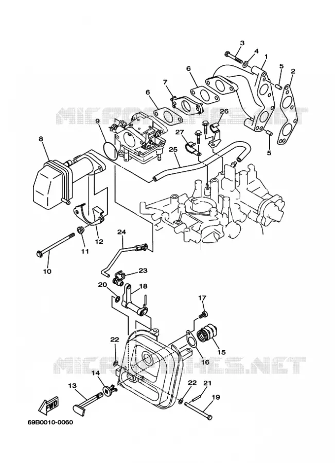 ADMISSION Yamaha OUTBOARD ENGINES 9.9hp (7.3kW) 2001 FT9.9  FT9.9D