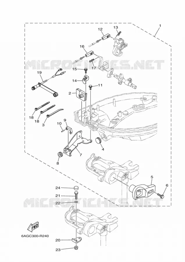 FIXATION BOITIER DE COMMANDE A DISTANCE Yamaha OUTBOARD ENGINES 20hp (14.7kW) 2017 F20  F20BEPS