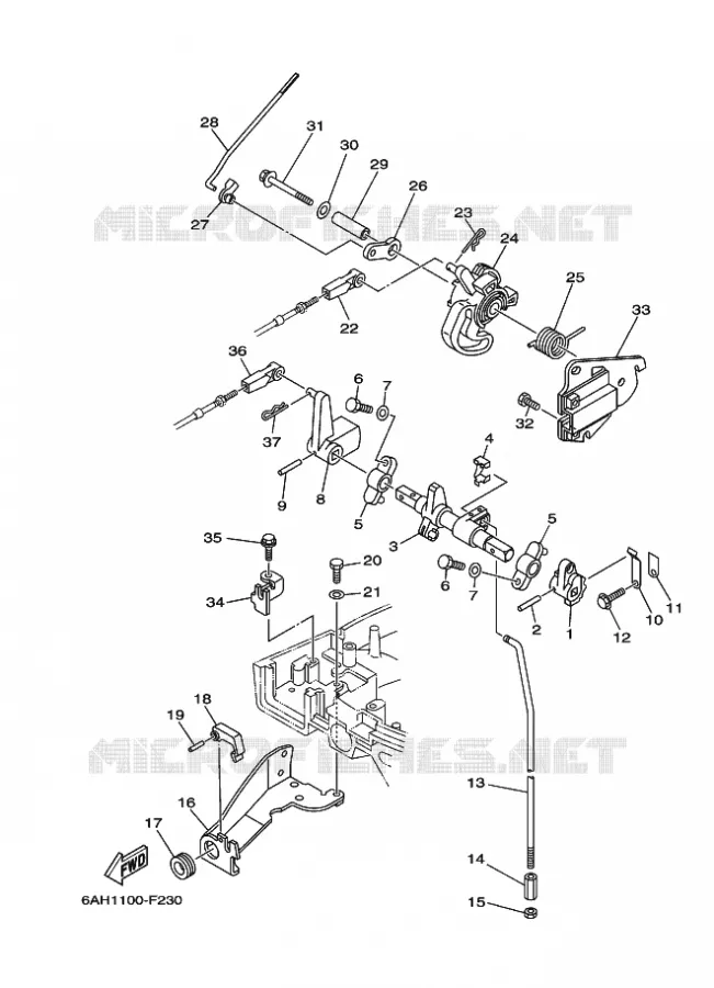 COMMANDE D'ACCELERATEUR 2 Yamaha OUTBOARD ENGINES 20hp (14.7kW) 2012 F20  F20BEPS