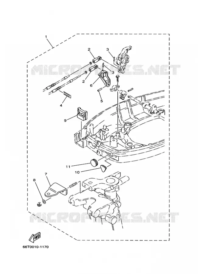 FIXATION BOITIER DE COMMANDE A DISTANCE Yamaha OUTBOARD ENGINES 40hp (29.4kW) 2011 40  40XMHL