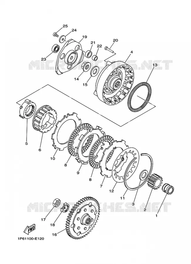 EMBRAYAGE DE DEMARREUR Yamaha MOTO 50 2019 TTR  TT-R50E